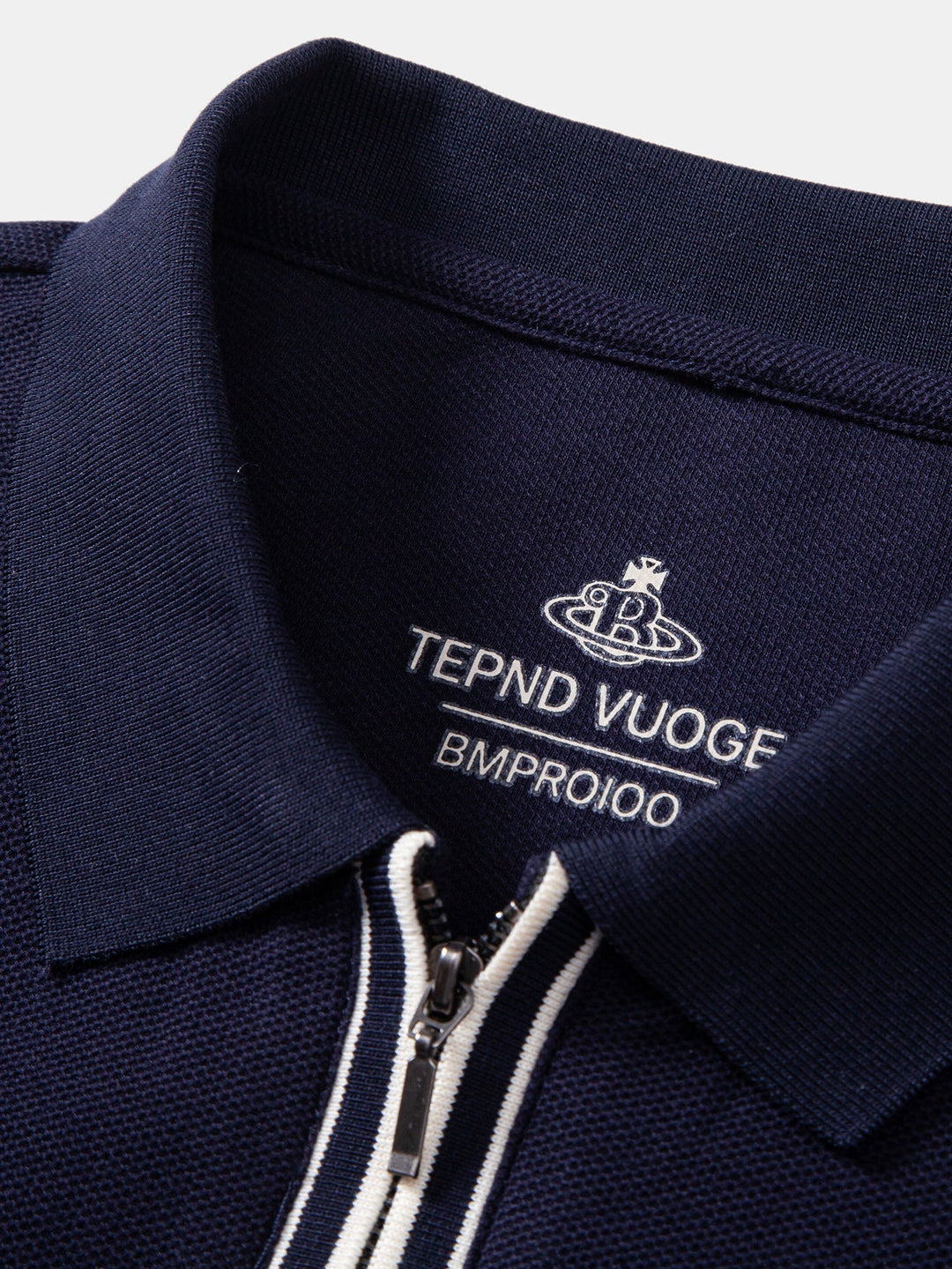 Contrast Trim Zipper Polo