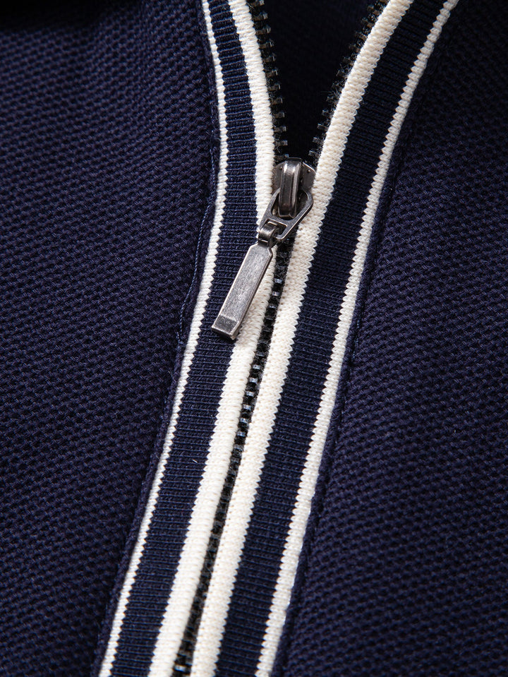 Contrast Trim Zipper Polo