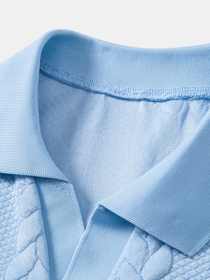Twist Jacquard V Neck Polo