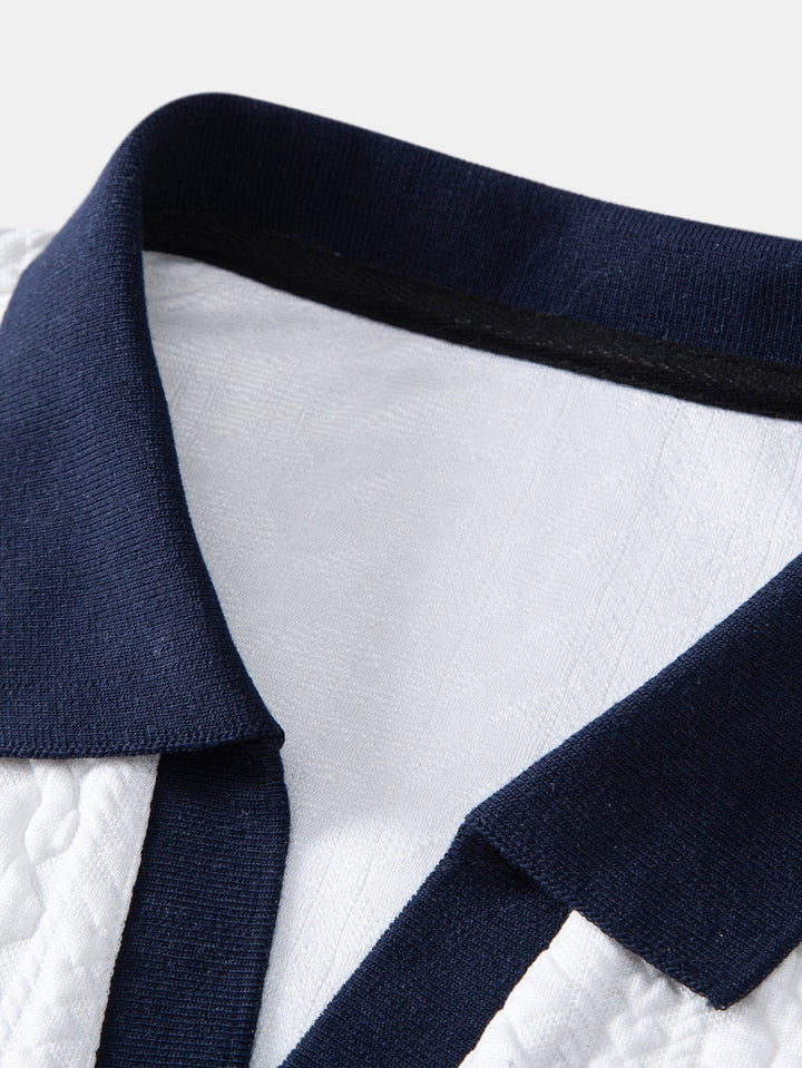 Contrast Jacquard Polo & Slim Fit Tapered Trousers