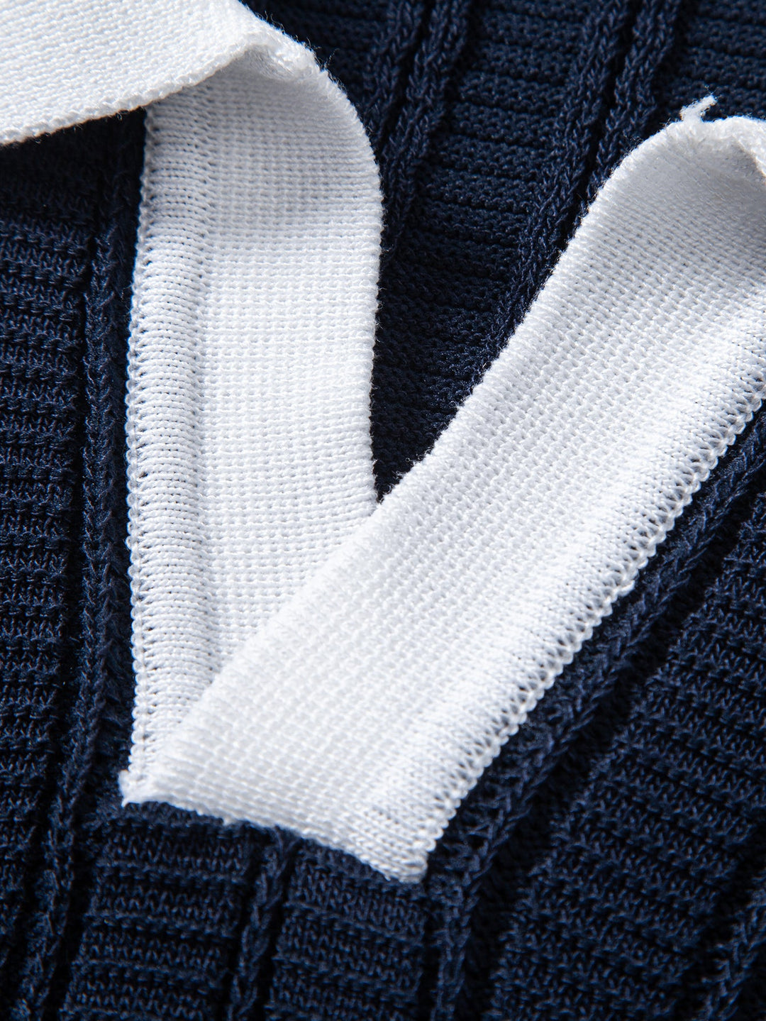 Contrast Textured Johnny Collar Knit Polo & Slim Fit Tapered Trousers