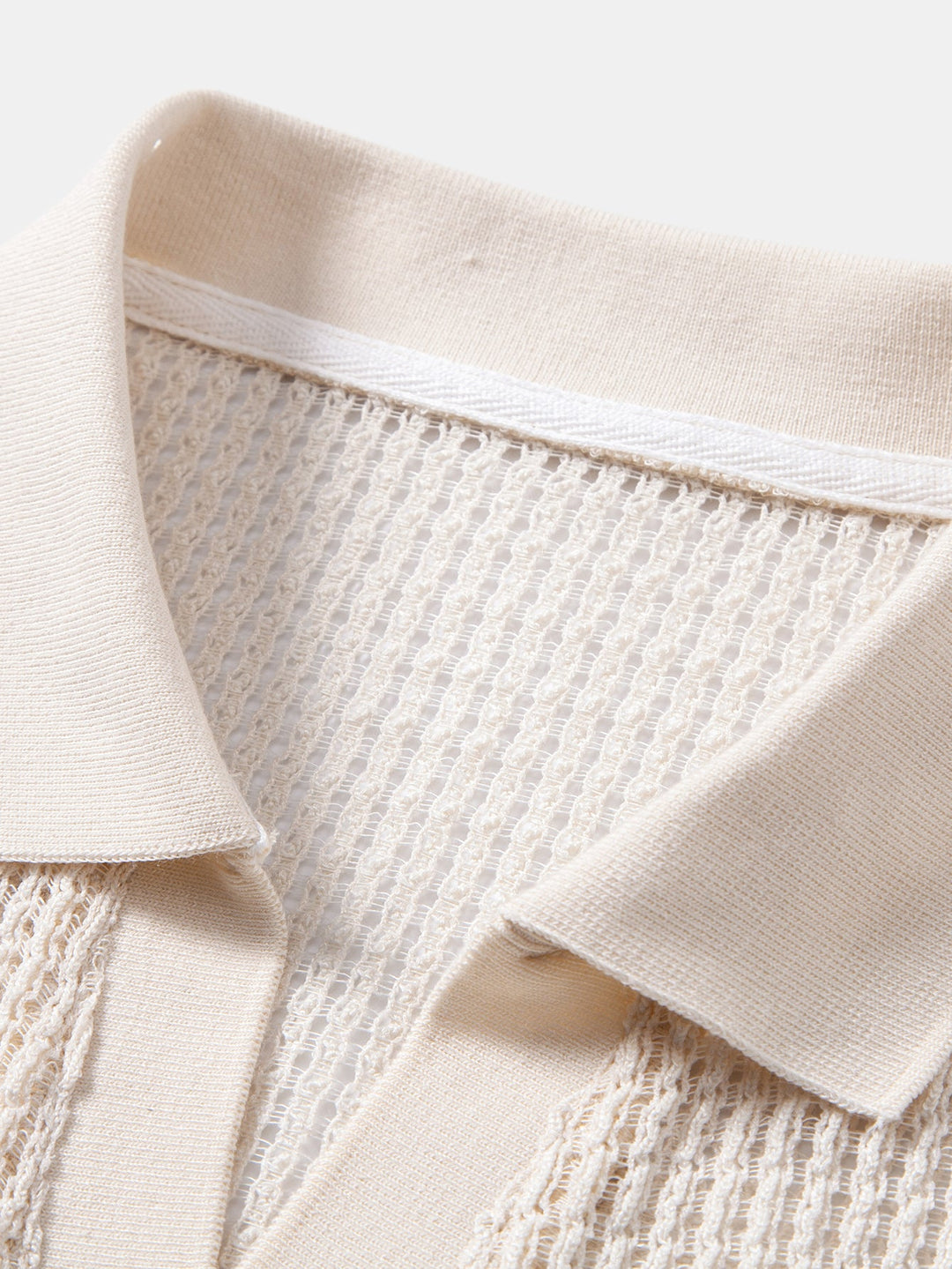 Relax Fit Crocheted V Neck Polo & Straight Leg Linen Pants