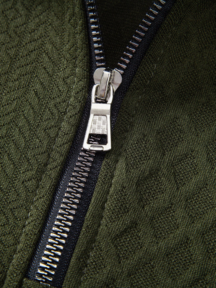 Geometric Jacquard Zipper Polo