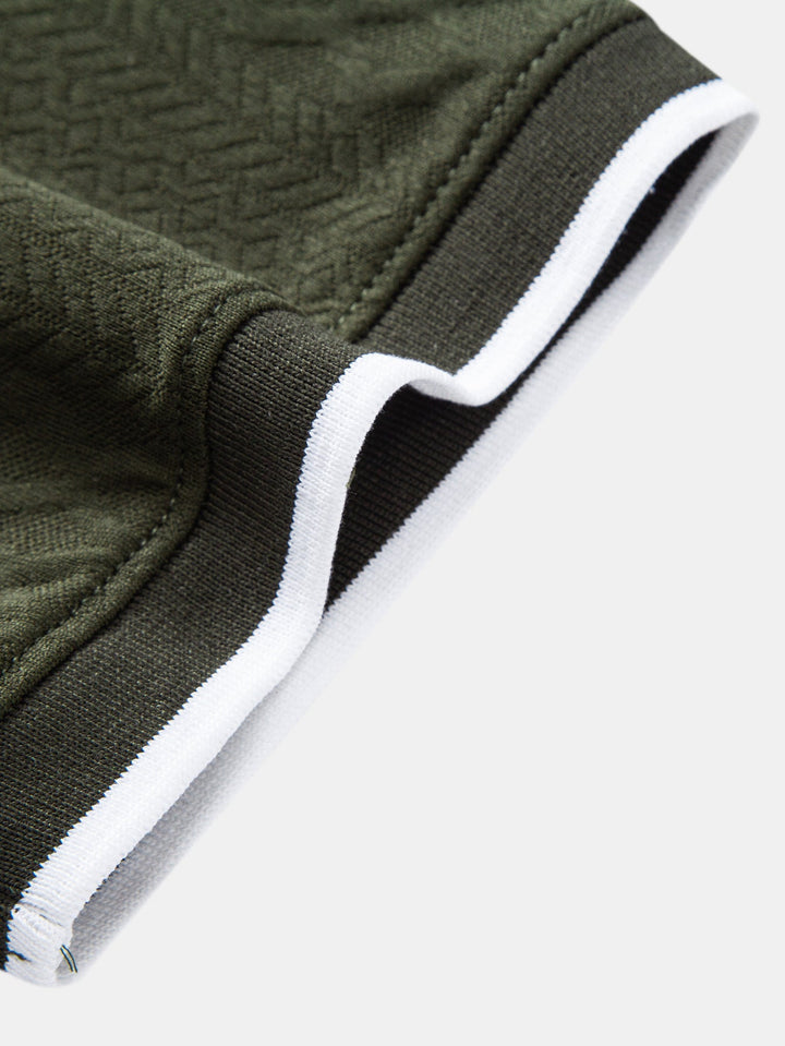 Geometric Jacquard Zipper Polo