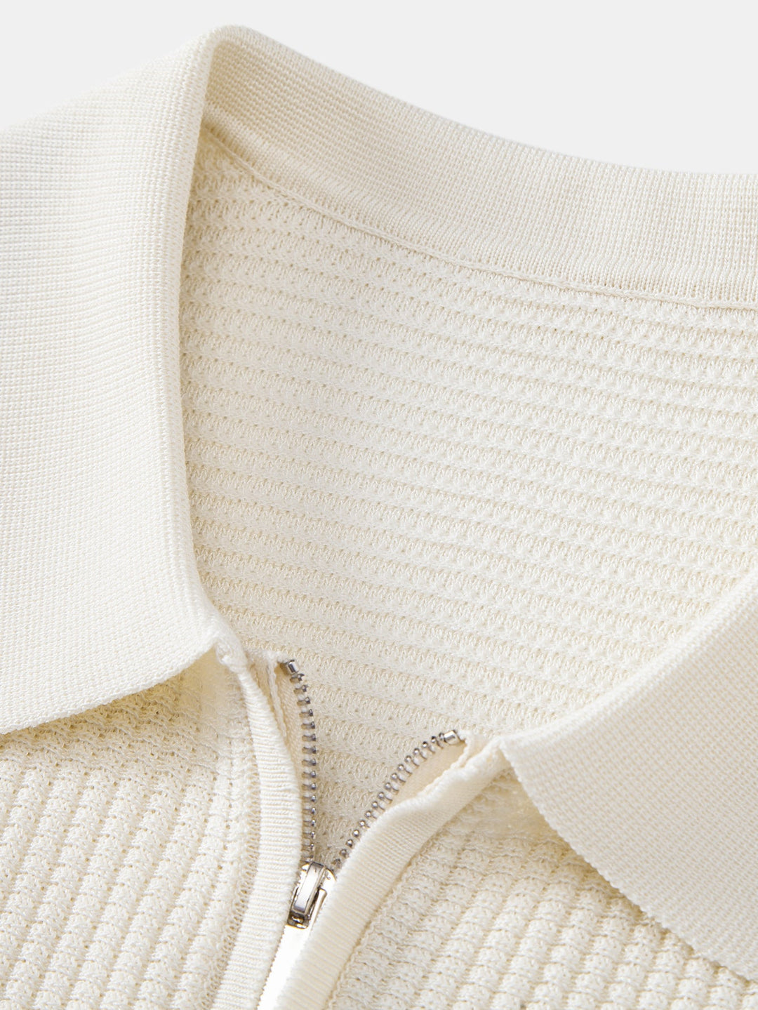 Contrast Waffle Zipper Knit Polo & Slim Fit Tapered Trousers