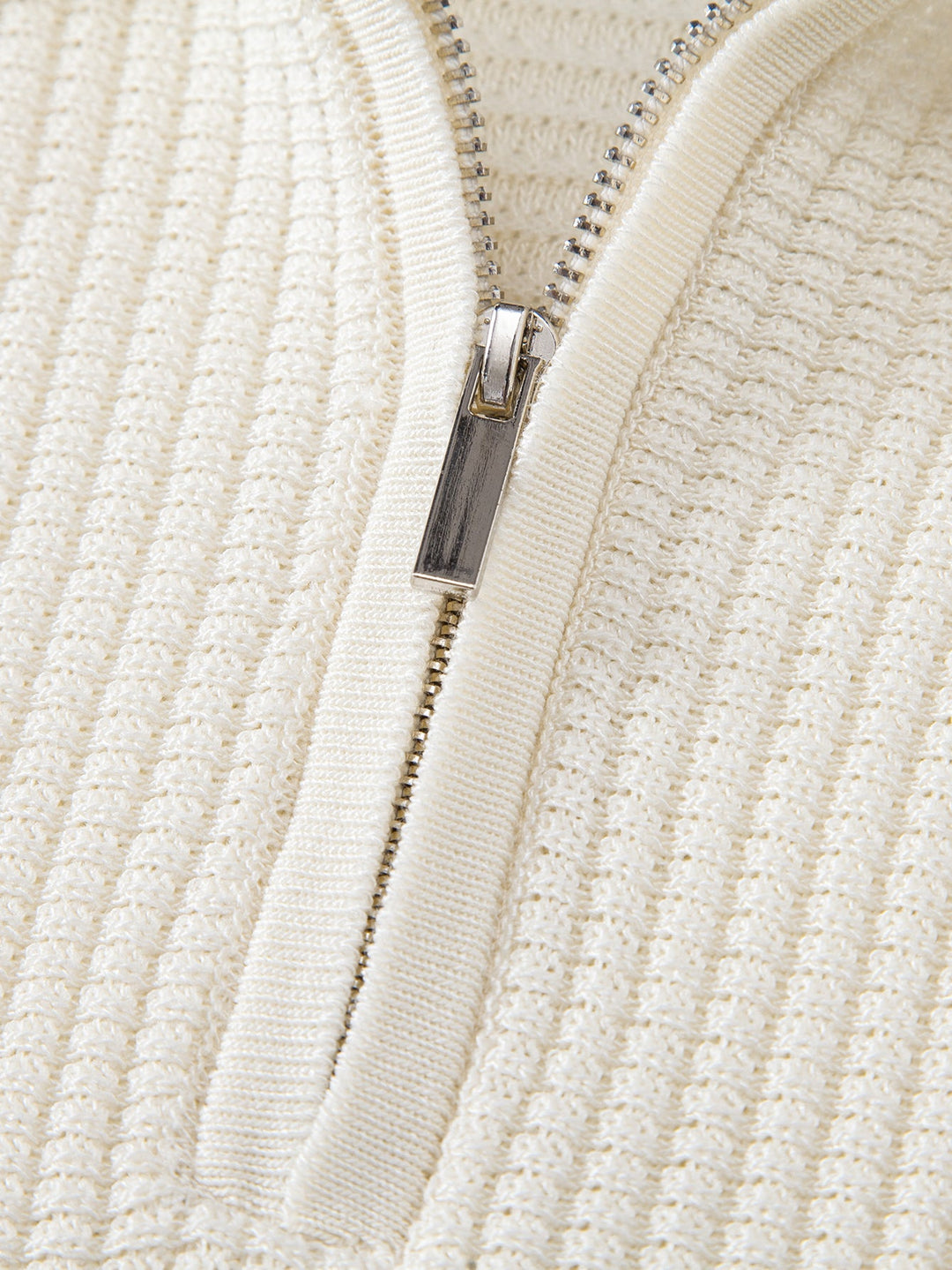 Contrast Waffle Zipper Knit Polo