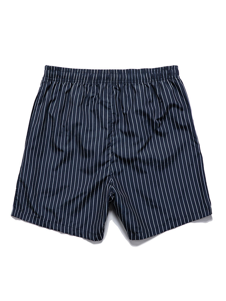 Linnen Look Korte Mouwen Shirt & Gestreepte Print Zwemshorts