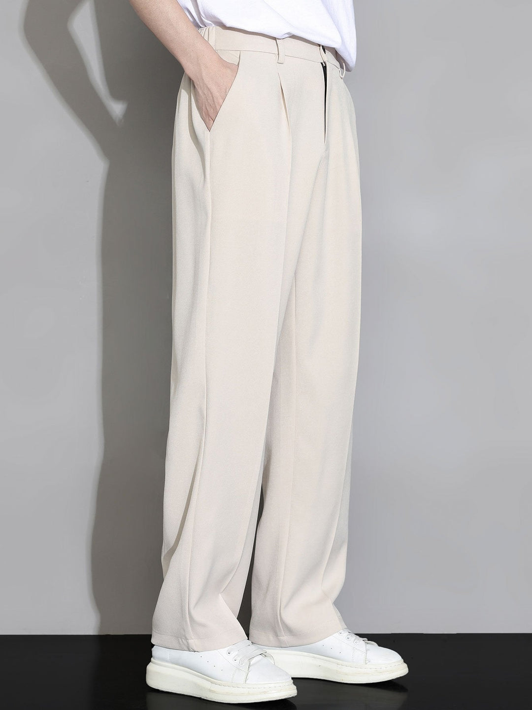 Relax Fit Elastische Taille Rechte Pijpen Broek