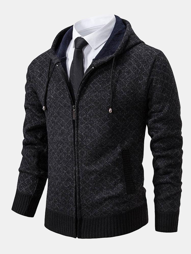 Diamantpatroon Rits Hoodie Sweater