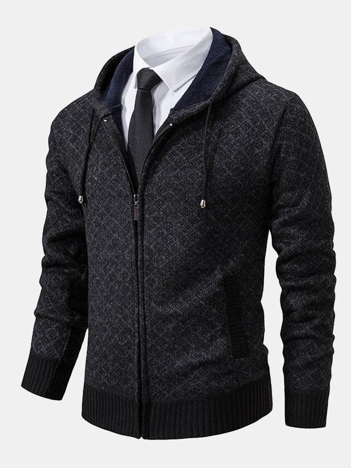 Diamantpatroon Rits Hoodie Sweater