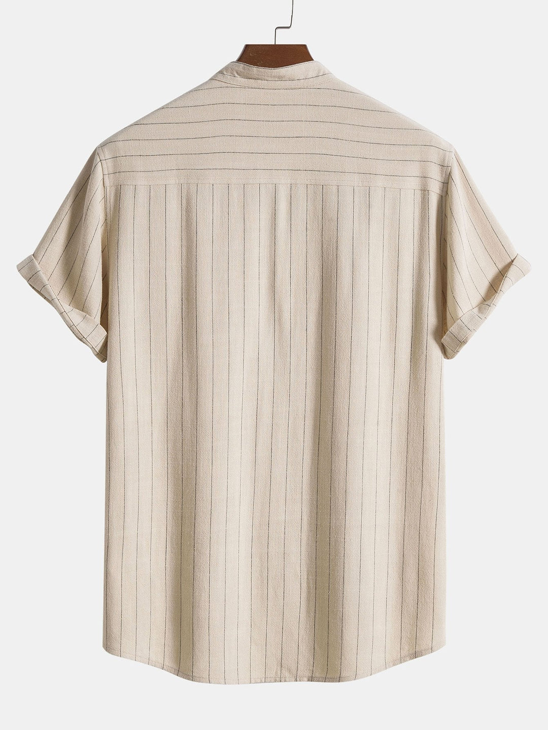Linnenmix Gestreepte Half Open Placket Henley Kraag Shirt & Rechte Linnen Broek