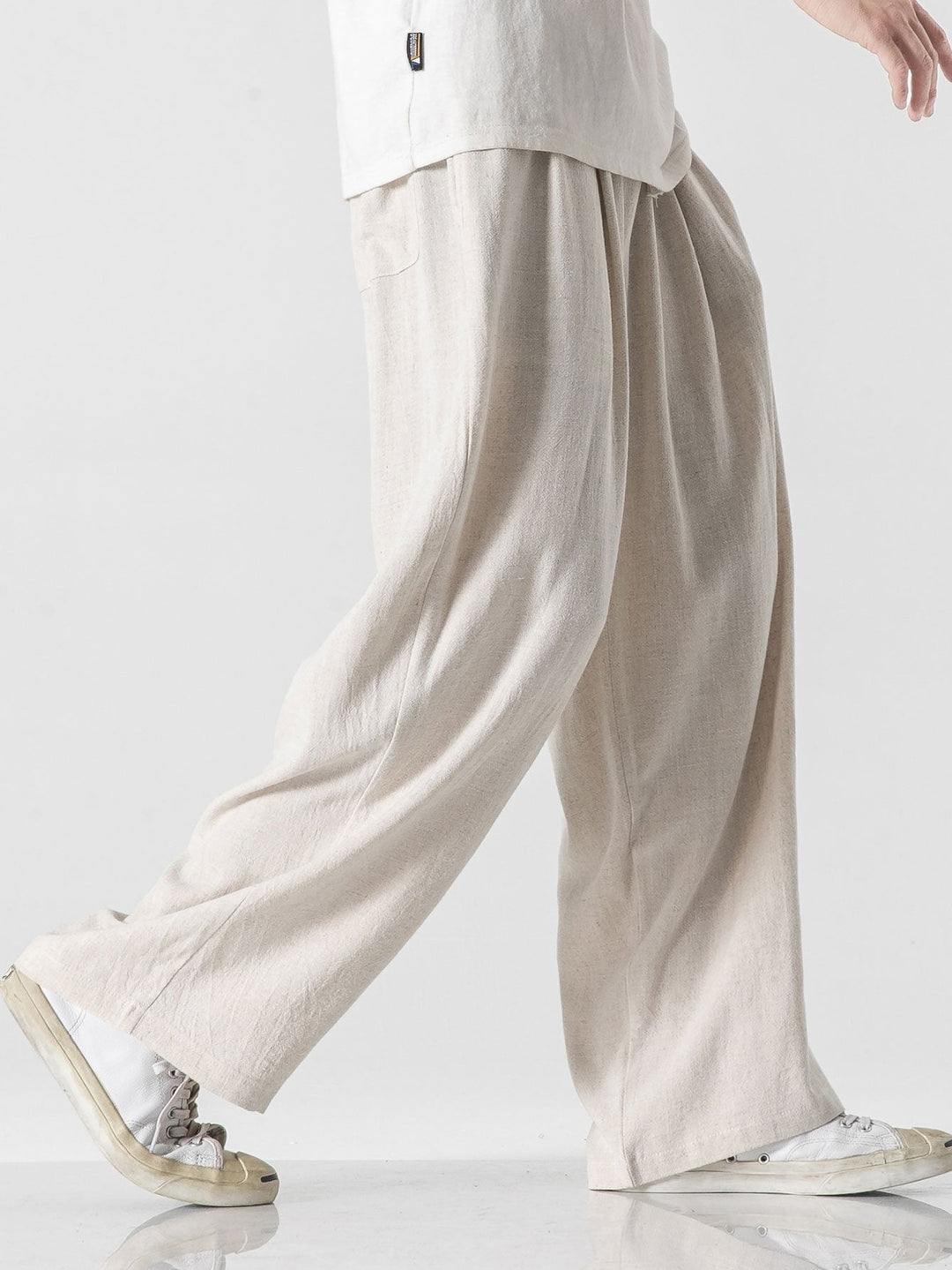 Linnen en Katoen Mix Relax Fit Wijde Pantalon