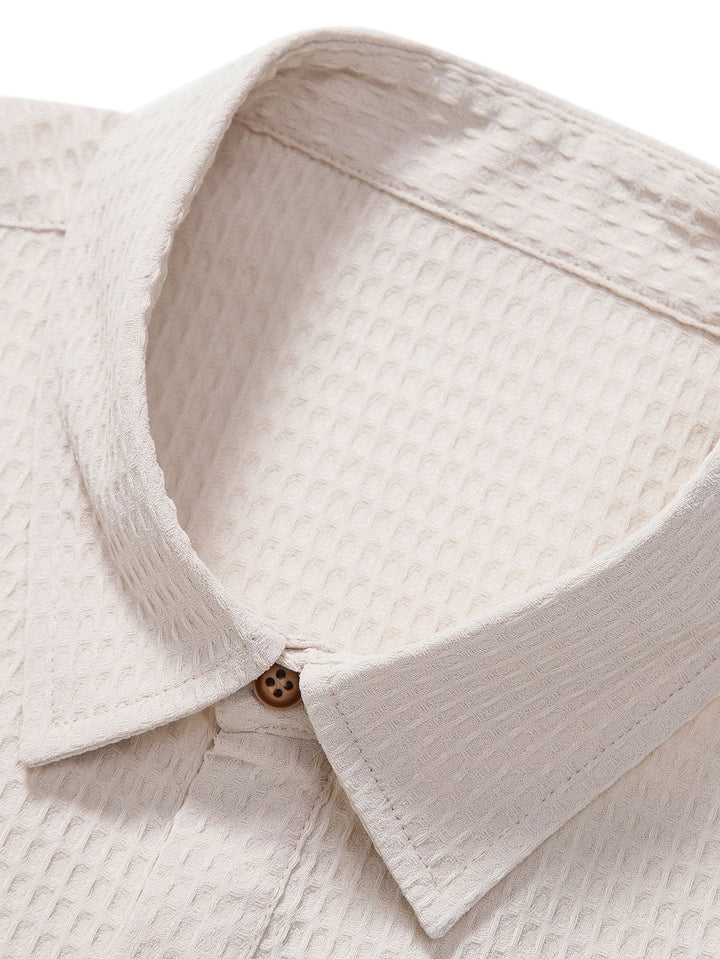 Wafel Polo Kraag Shirt Met Zak & Wafel Korte Broek
