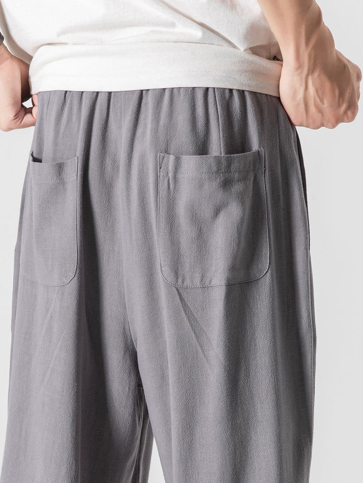 Linnen en Katoen Mix Relax Fit Wijde Pantalon
