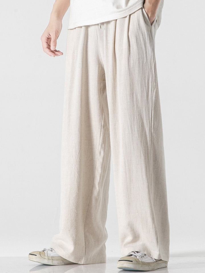 Linnen en Katoen Mix Relax Fit Wijde Pantalon