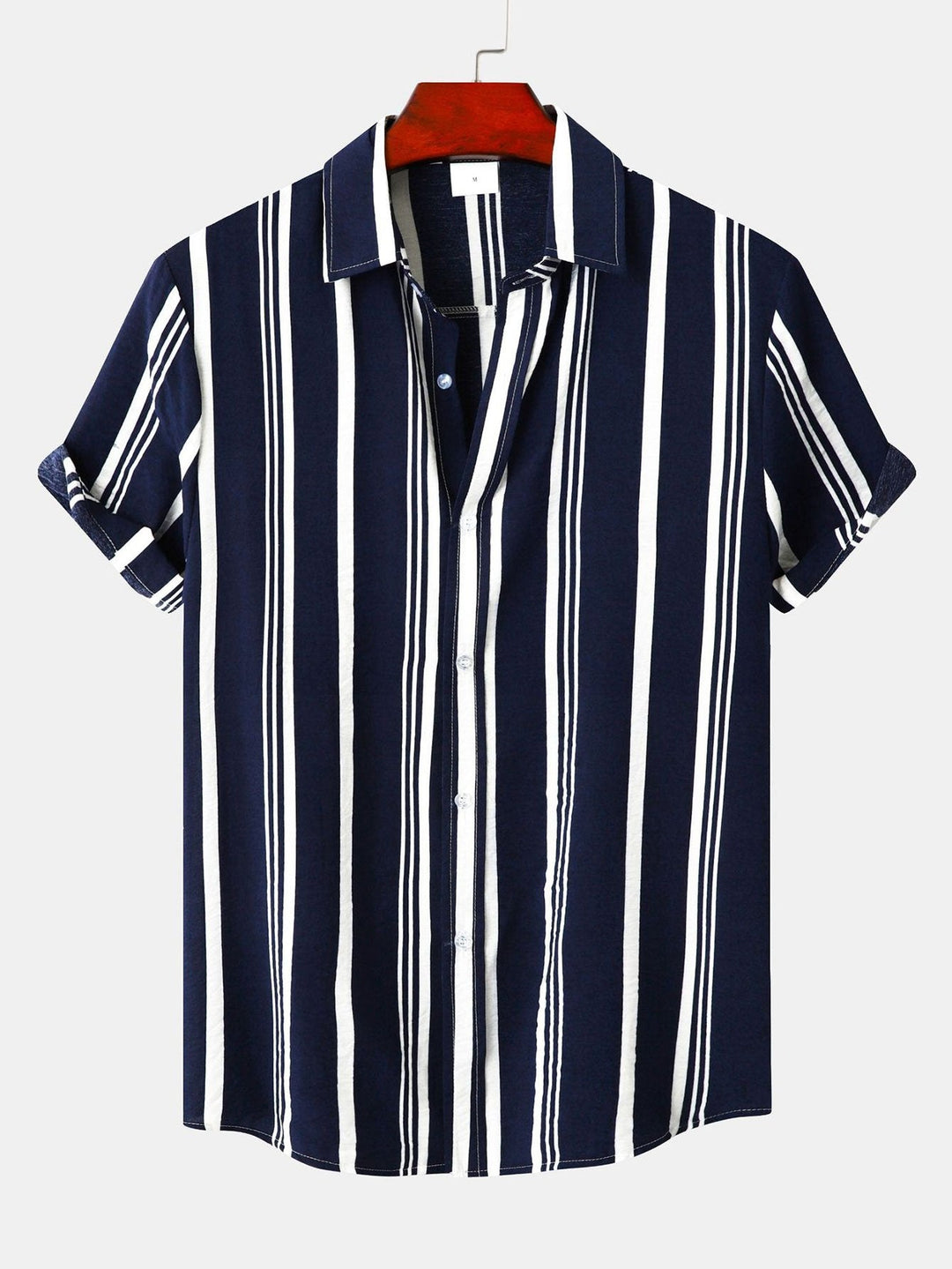 Gestreepte Print Knop-Up Shirt & Zwemshorts