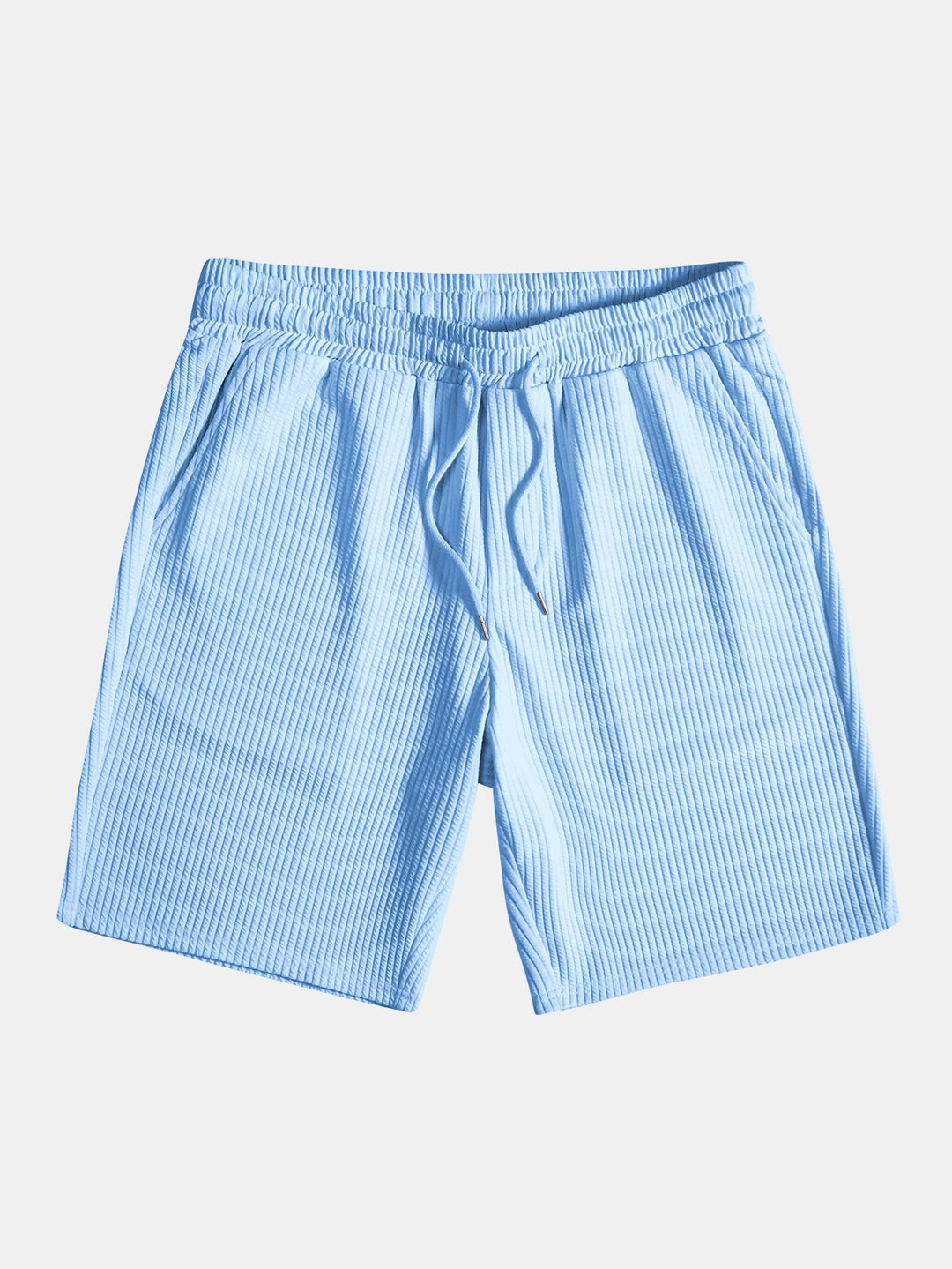 Muscle Fit Geribbelde Overhemd met Knopen & Shorts
