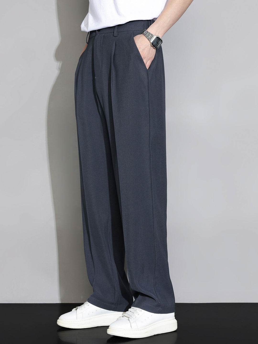 Relax Fit Elastische Taille Rechte Pijpen Broek