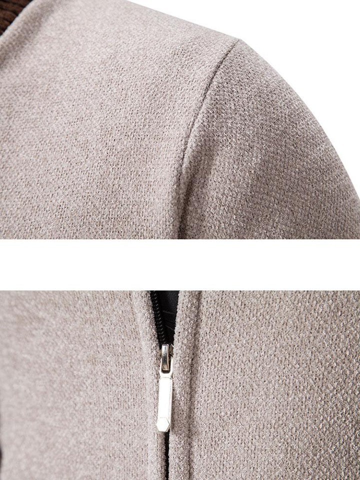 Elk Geborduurd Contrast Baseball Kraag Sweater