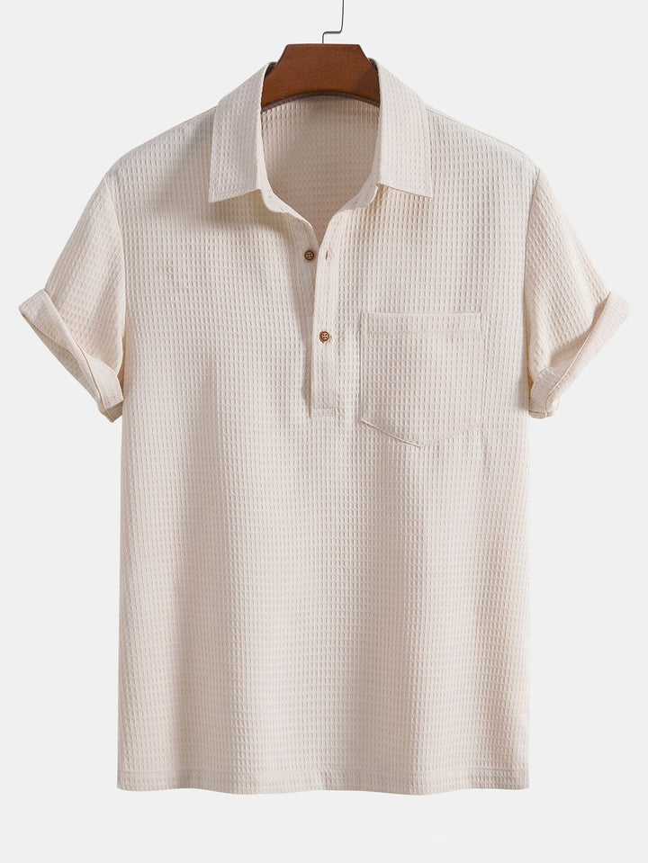 Wafel Polo Kraag Shirt Met Zak & Wafel Korte Broek