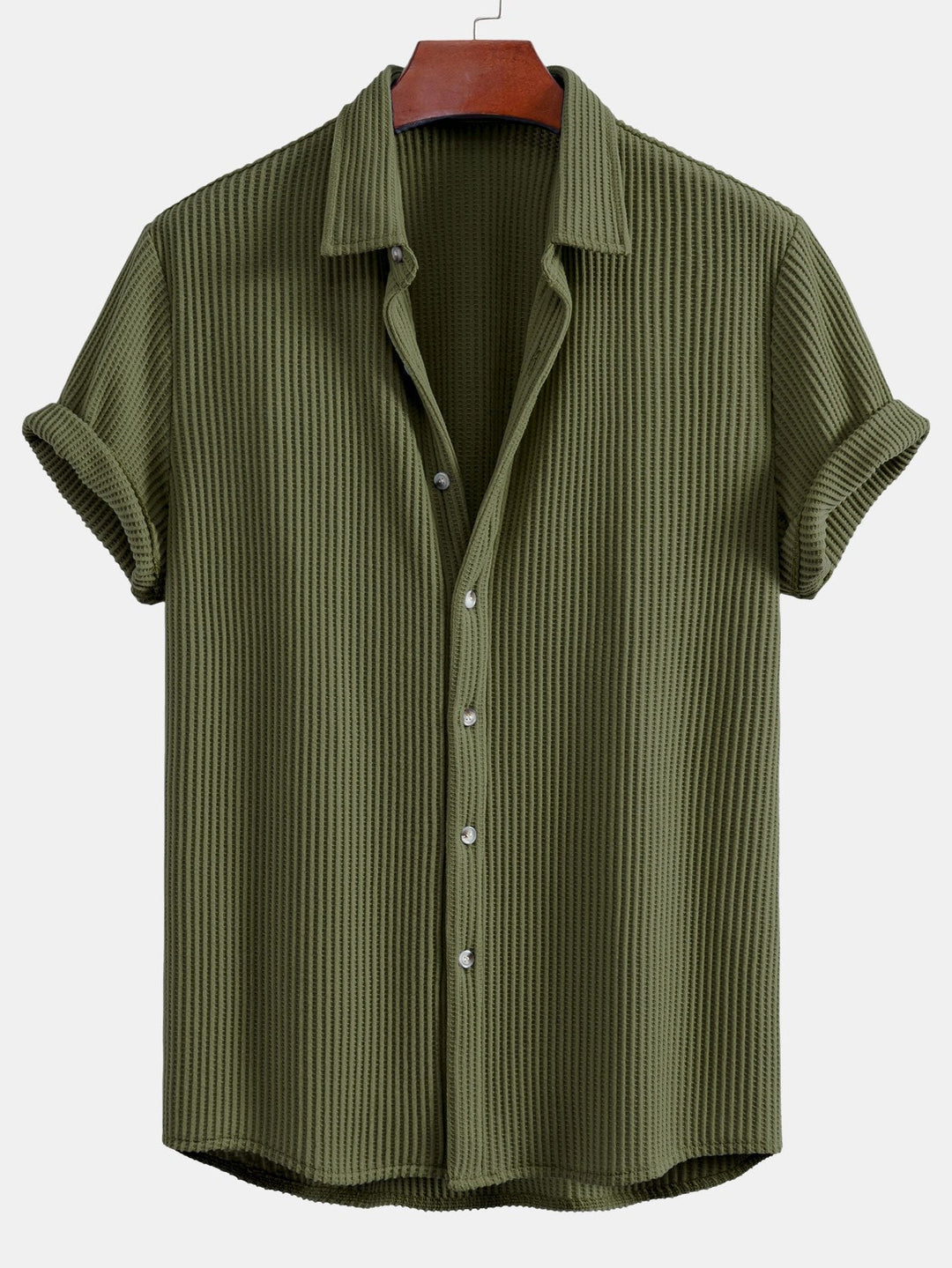 Wafel Knop-Up Shirt & Trekkoord Wafel Shorts