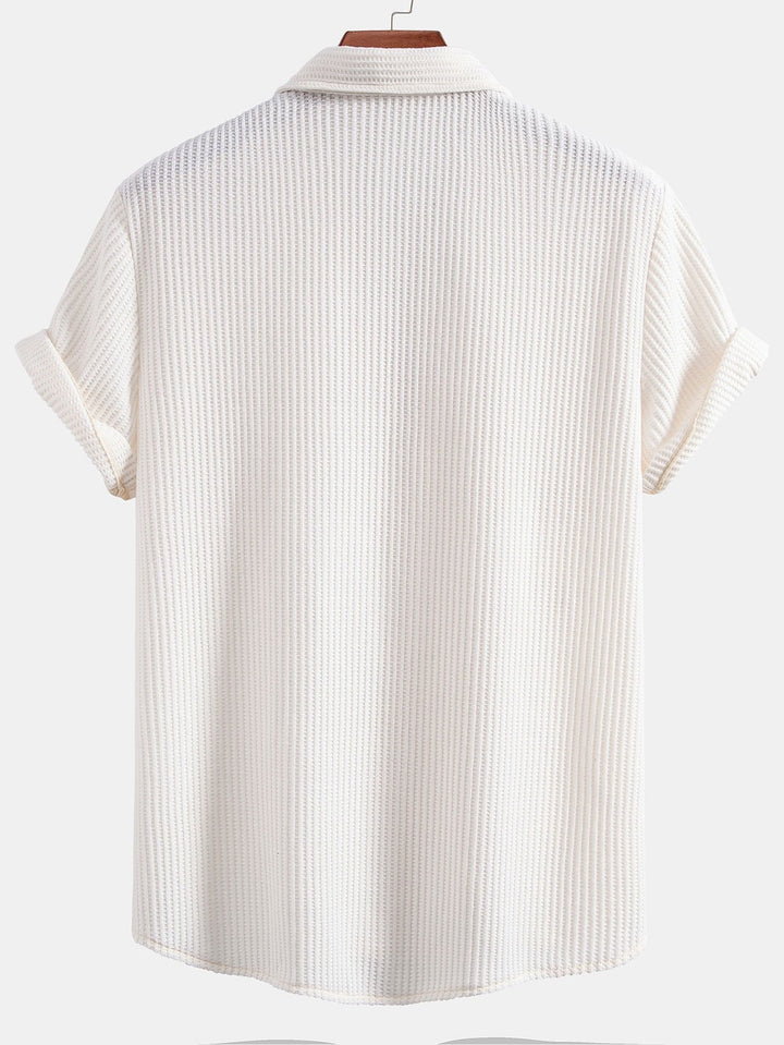 Wafel Knop-Up Shirt & Trekkoord Wafel Shorts