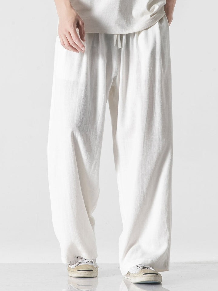 Linnen en Katoen Mix Relax Fit Wijde Pantalon
