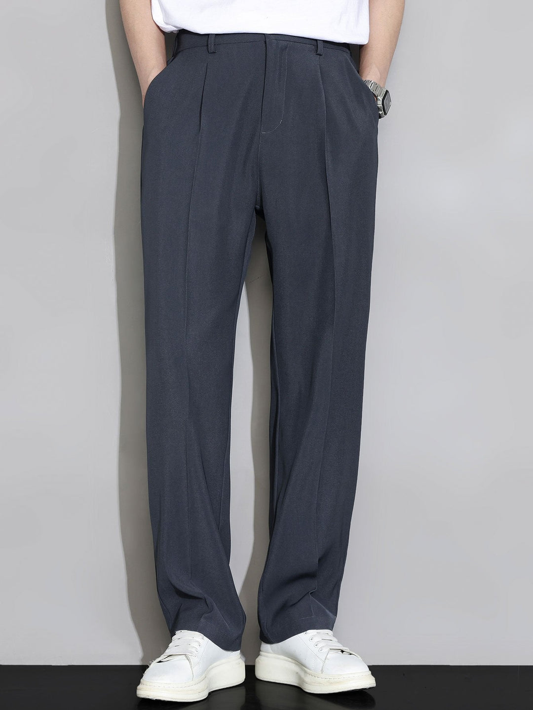 Relax Fit Elastische Taille Rechte Pijpen Broek