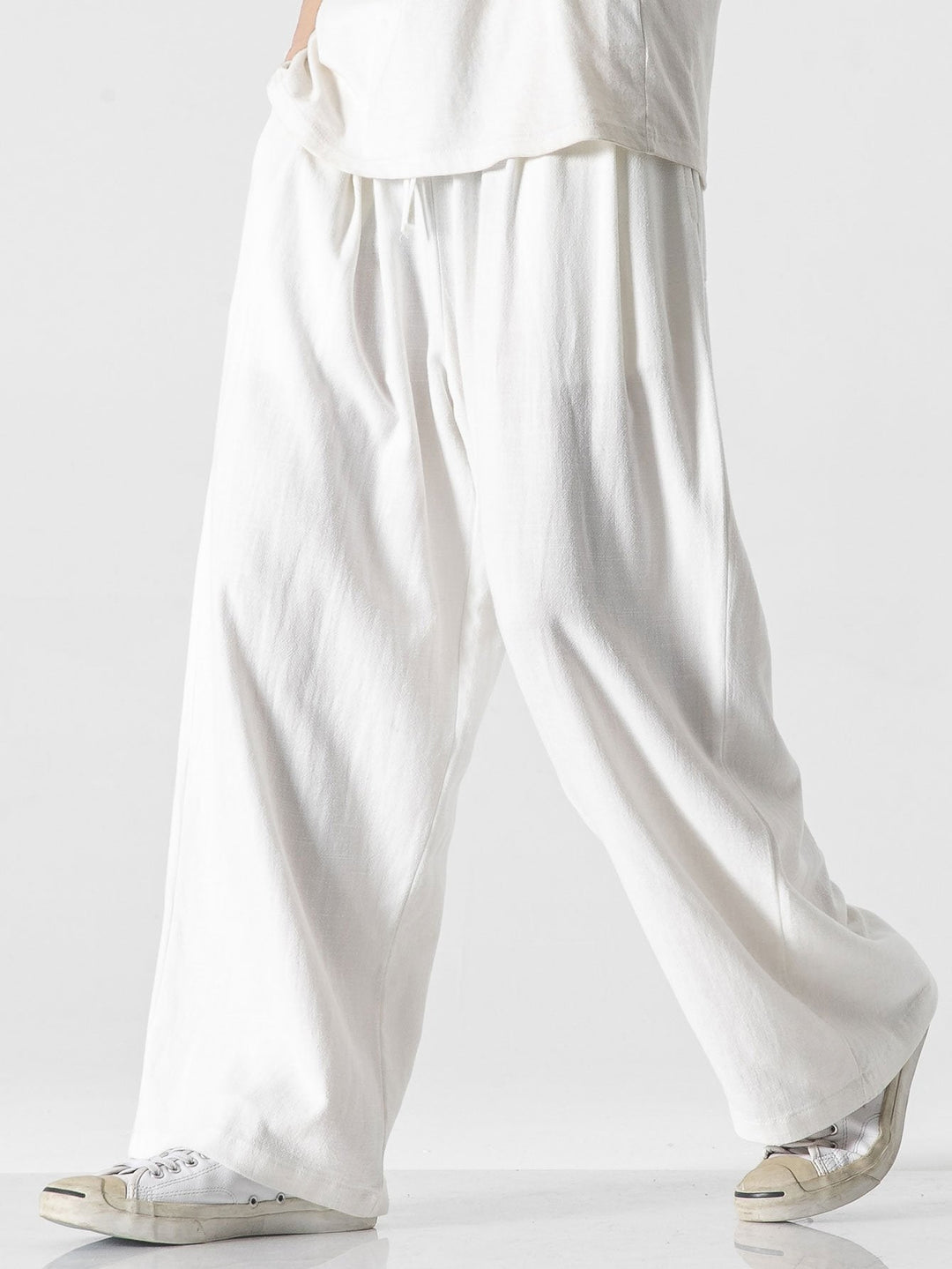 Linnen en Katoen Mix Relax Fit Wijde Pantalon