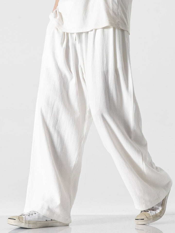 Linnen en Katoen Mix Relax Fit Wijde Pantalon