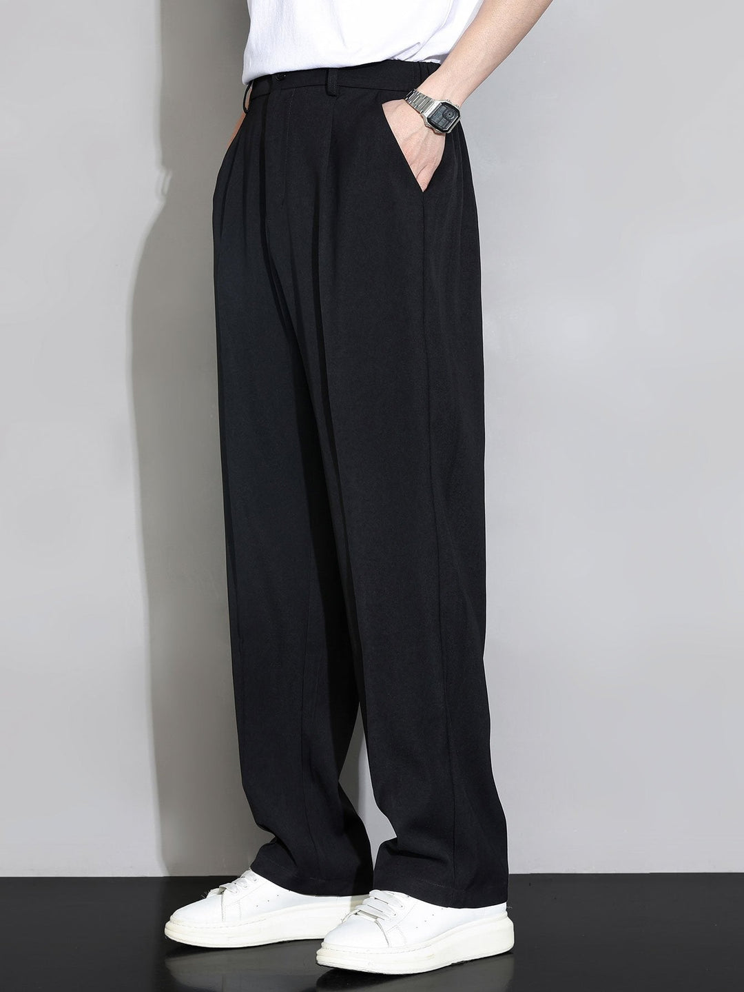 Relax Fit Elastische Taille Rechte Pijpen Broek