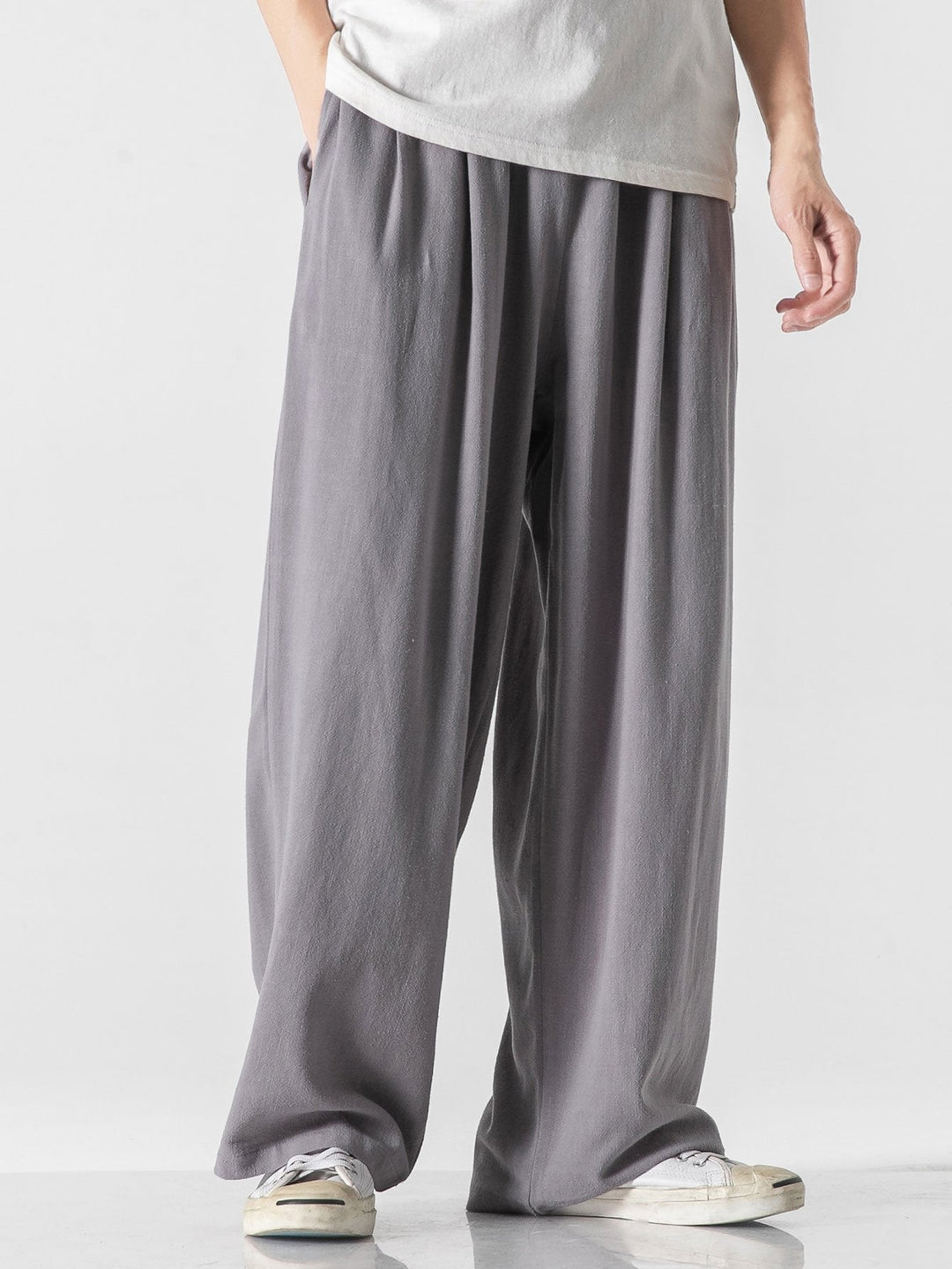 Linnen en Katoen Mix Relax Fit Wijde Pantalon