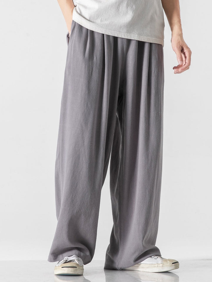 Linnen en Katoen Mix Relax Fit Wijde Pantalon