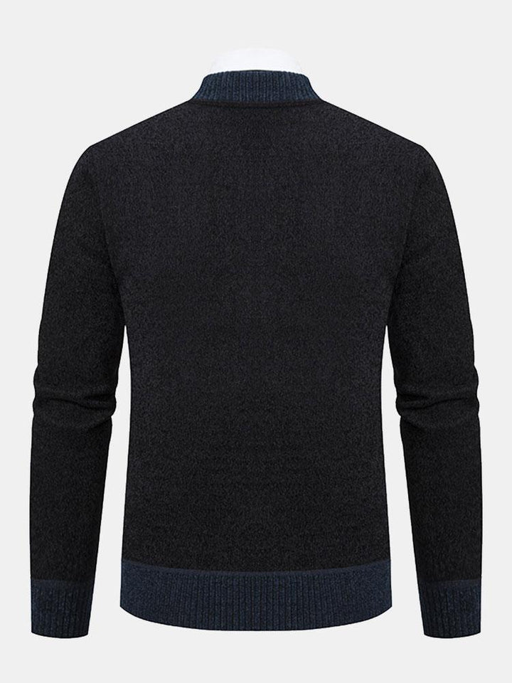 Elk Geborduurd Contrast Baseball Kraag Sweater