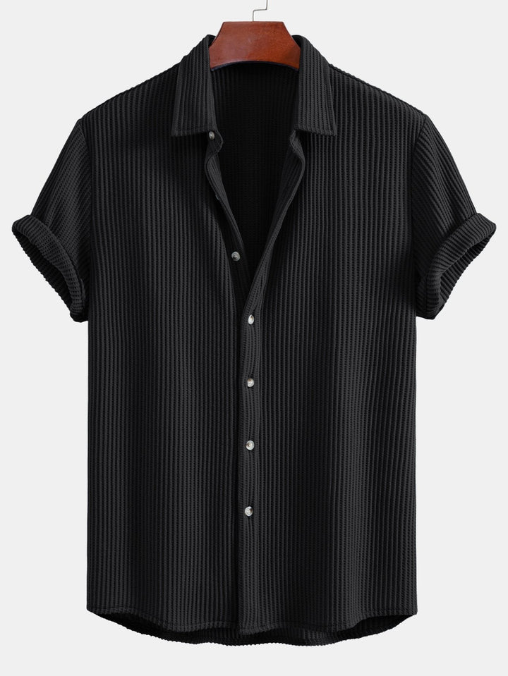 Wafel Knop-Up Shirt & Trekkoord Wafel Shorts