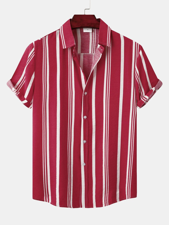 Gestreepte Print Knop-Up Shirt & Zwemshorts