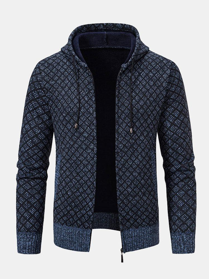 Diamantpatroon Rits Hoodie Sweater
