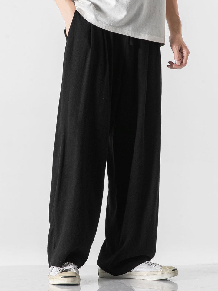 Linnen en Katoen Mix Relax Fit Wijde Pantalon