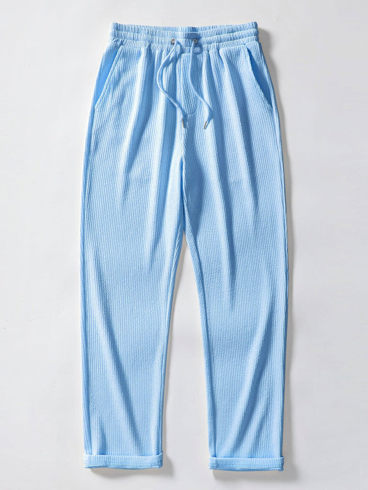 Korte Mouwen V-Hals Ribbel Polo & Rechte Ribbel Broek