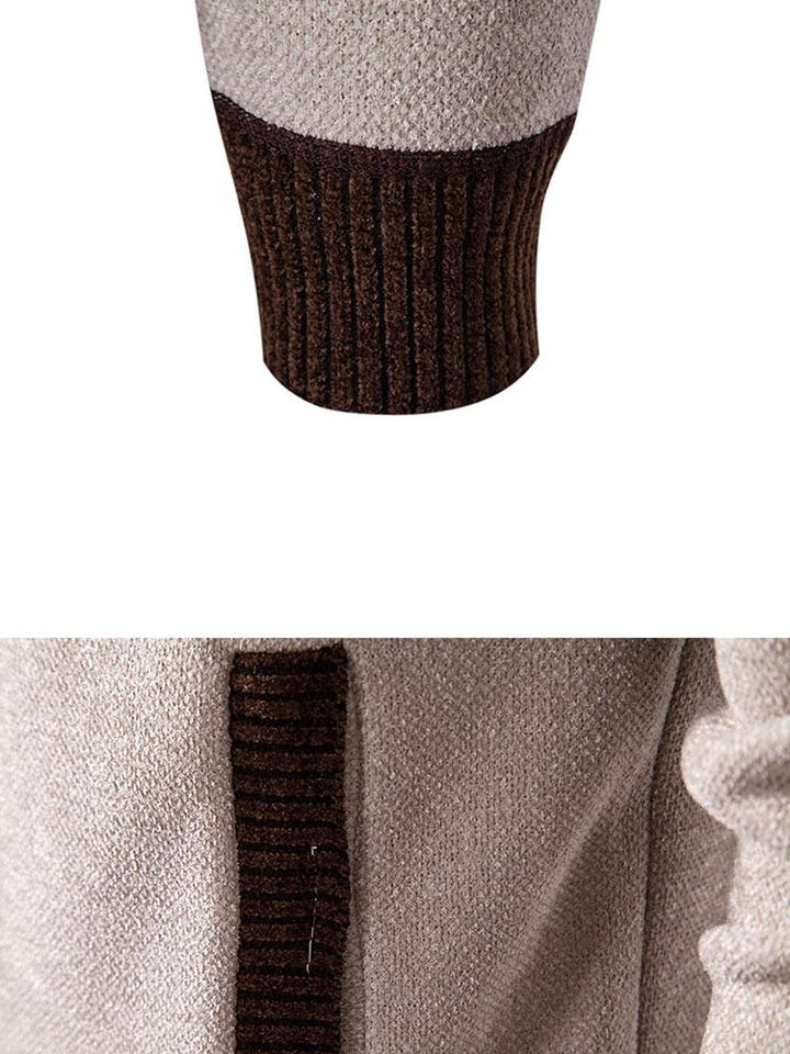 Elk Geborduurd Contrast Baseball Kraag Sweater