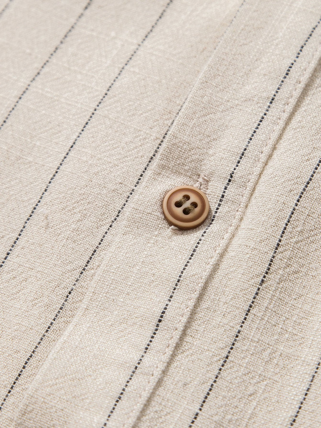 Linnenmix Gestreepte Half Open Placket Henley Kraag Shirt & Rechte Linnen Broek