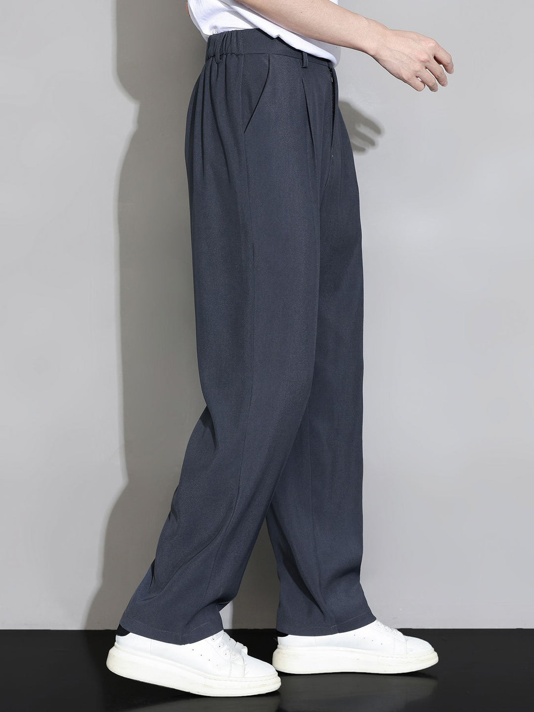 Relax Fit Elastische Taille Rechte Pijpen Broek