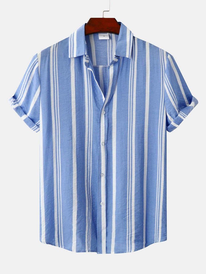 Gestreepte Print Knop-Up Shirt & Zwemshorts