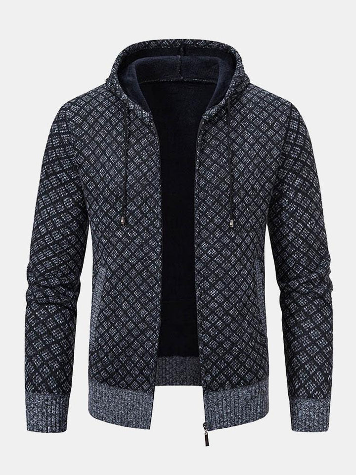 Diamantpatroon Rits Hoodie Sweater