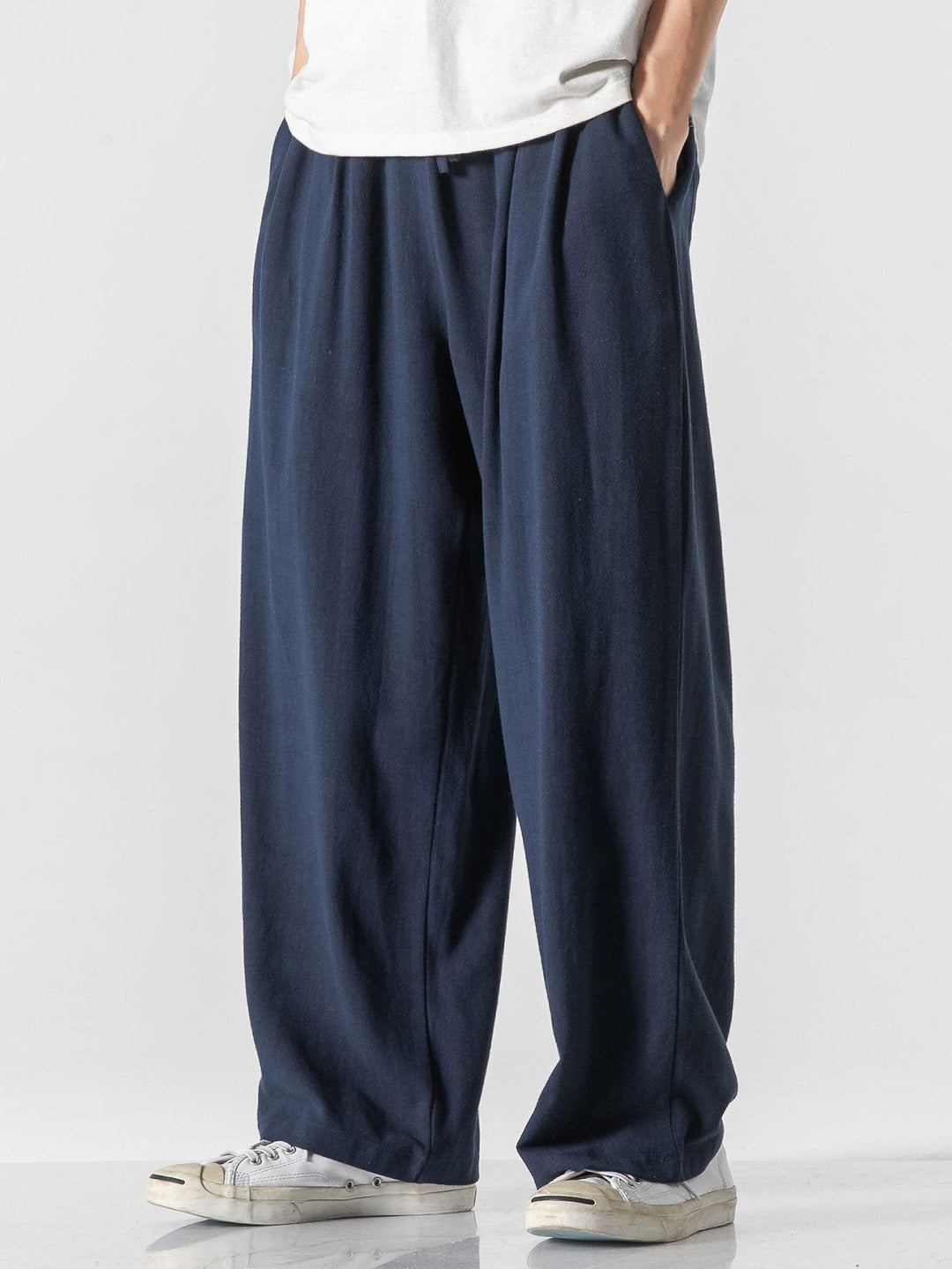 Linnen en Katoen Mix Relax Fit Wijde Pantalon
