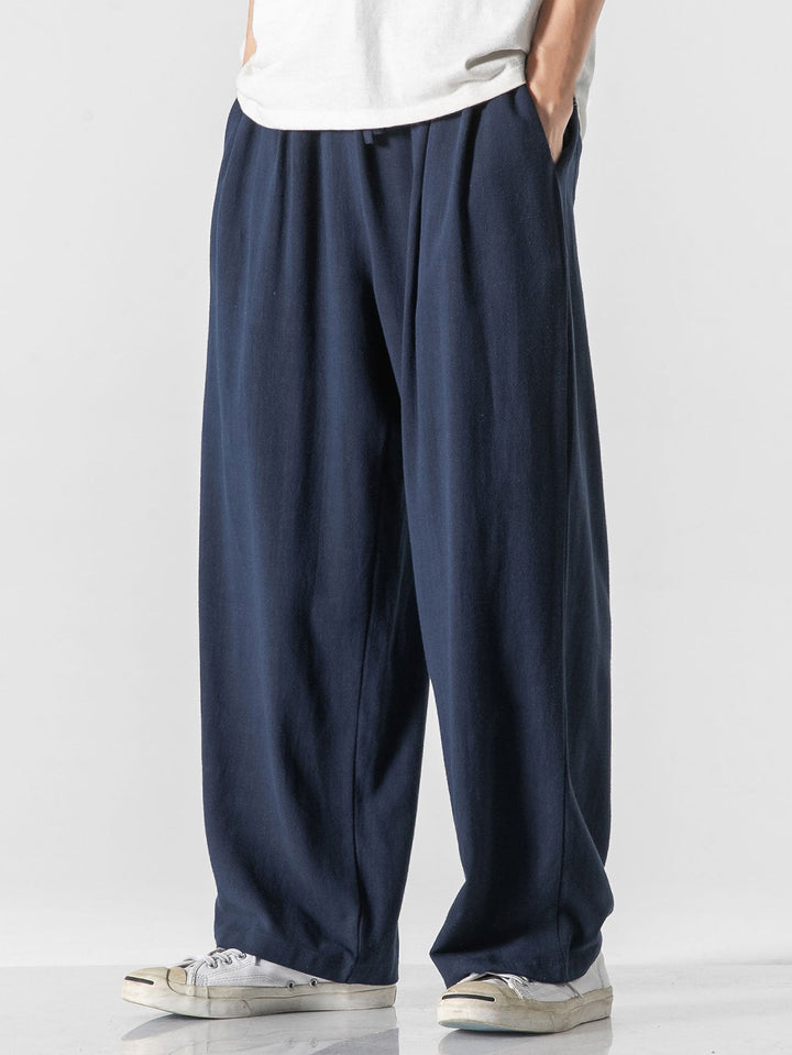 Linnen en Katoen Mix Relax Fit Wijde Pantalon