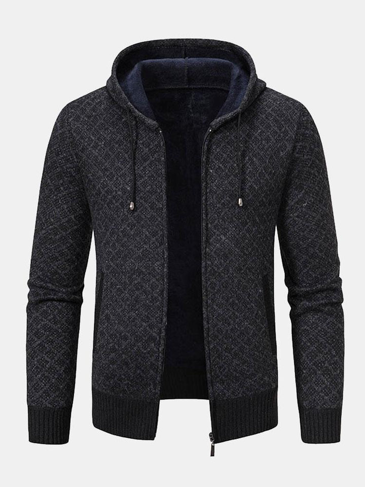Diamantpatroon Rits Hoodie Sweater